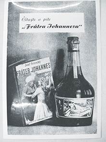 Reklama na Braneckého román Fráter Johannes a rovnomenný likér