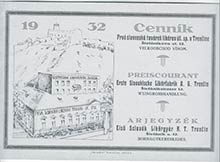 Cenník z roku 1932 – Prvá slovenská továreň likérov